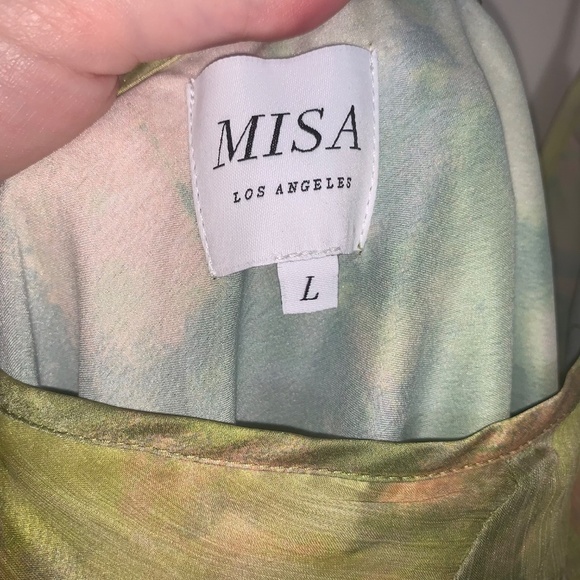 Misa Los Angeles Aina Dress Chartreuse Abstract L - Picture 14 of 16